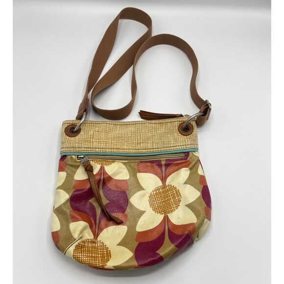 Fossil Key Per Coated Canvas Crossbody Shoulder Bag Floral Multicolor - Picture 3 of 13